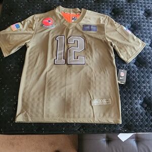 Tom Brady "Salute To Troops" Patriots  Nike Khaki NFL Jersey with Number 12